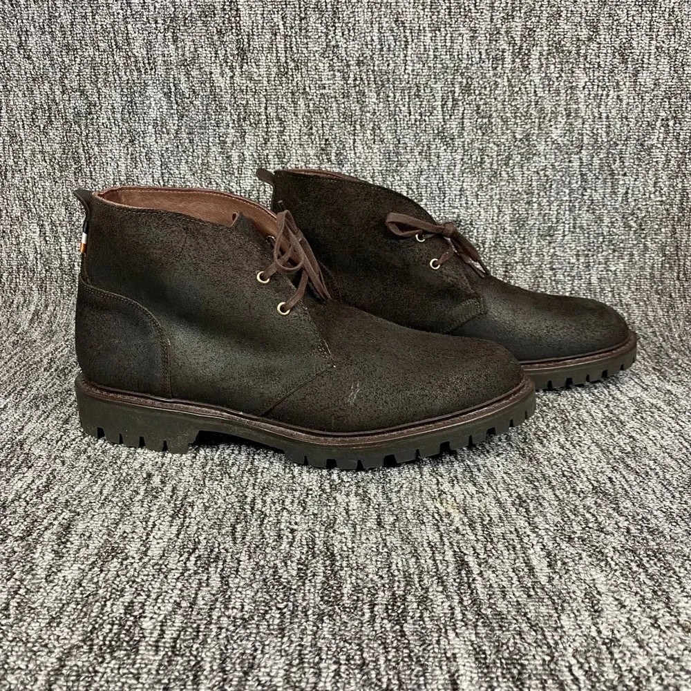 Allen Edmonds Dark Brown Suede Chukka Boots Lug Sole Mens 11 E Wide 8137